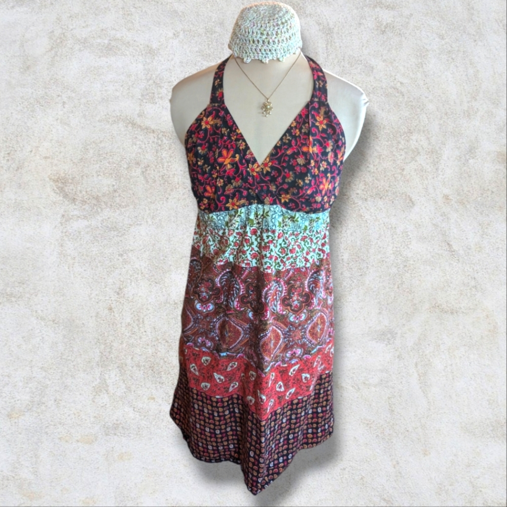 Vintage • halter Paisley patchwork sundress